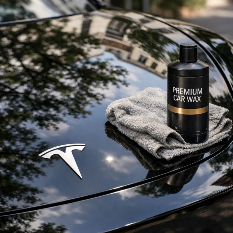 Detailer polishing a vehicle hood during paint correction in Fort Worth, Texas